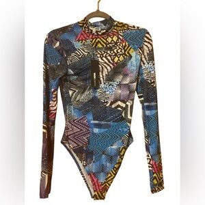 Fashion Nova Multicolor Patterned Bodysuit